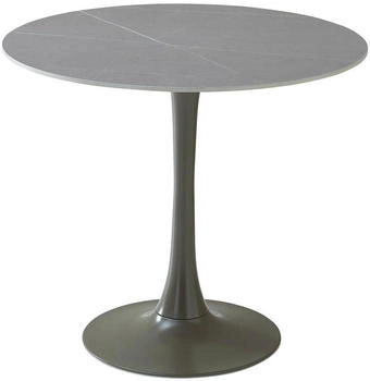 BOXXX Esstisch Grau Schwarz Keramik rund S&auml;ule 90x75x90 cm
