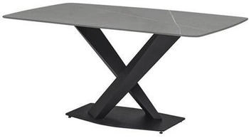 Mid.you Esstisch Grau Schwarz Keramik Marmoroptik rechteckig X-Form Bodenplatte 90x75x180 cm