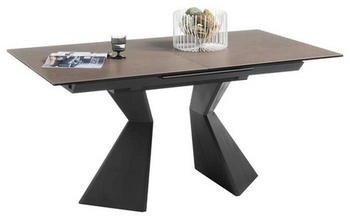 Livetastic Esstisch Taupe Schwarz Glas rechteckig 90x76x160-210 cm ausziehbar