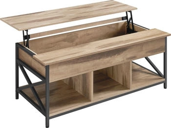Vasagle Couchtisch h&ouml;henverstellbar 60x120x48-62 cm kamelbraun-schwarz