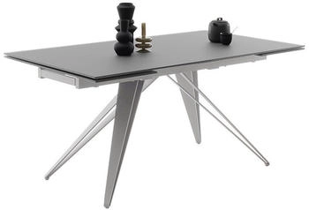 MCA Furniture Esstisch Nemuro Glas Grau satiniert / Edelstahl Auszugtisch 160(240) x 90 cm