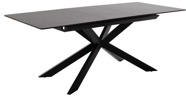 MCA Furniture Essisch Bonanza Keramik Anthrazit / Metall Schwarz Auszugstisch marmoriert 160(200) x 90 cm