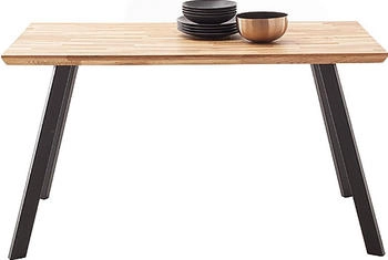 MCA Furniture Esstisch Zeballos Eiche Massiv geölt mit schweizer Kante Metall 4-Fuß Schwarz 160 x 75 cm