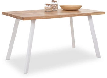 MCA Furniture Esstisch Zeballos Eiche Massiv ge&ouml;lt mit gerader Kante Metall U-Form Schwarz 140 x 75 cm