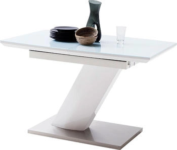 möbelando Esstisch Darrin I (ausziehbar) Weiß aus MDF - 120(160)x76x80 cm