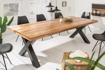 Riess-Ambiente Massiver Esstisch IRON CRAFT 240cm natur Mangoholz Industrial Design x-Gestell schwarz Metall