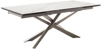 MCA Furniture Esstisch Tesero Keramik Creme marmoriert / Edelstahl Auszugstisch 200(300) x 100 cm