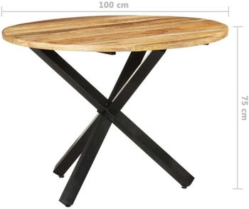 vidaXL Esstisch Rund 100x100x75 cm Raues Mangoholz