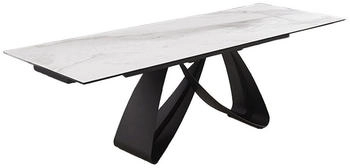 Riess-Ambiente Ausziehbarer Esstisch INFINITY 180-260cm weiß Keramik Marmor schwarz Metall