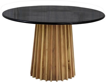Livetastic Esstisch Marmor Schwarz Akazie Stein Akazie vollmassiv rund rund 120x76x120 cm