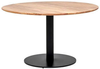 Livetastic Esstisch Schwarz Akazie vollmassiv rund Säule Bodenplatte 110x76x110 cm