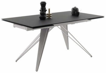 MCA Furniture Esstisch Nemuro Glas Schwarz satiniert / Edelstahl Auszugtisch 160(240) x 90 cm