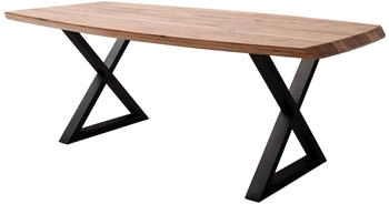 MCA Furniture Esstisch Tiberias Akazie massiv Bootsform x-Fuß natur / anthrazit 200 x 100