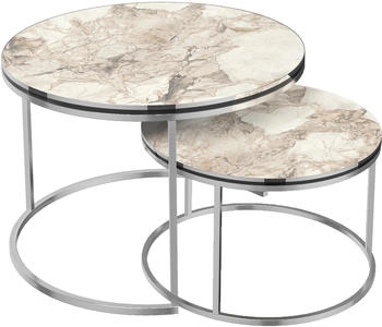 en.casa 2er Set Skagen &Oslash;50x70 / &Oslash;43x60 cm Marmor wei&szlig;-silber