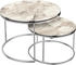 en.casa 2er Set Skagen Ø50x70 / Ø43x60 cm Marmor weiß-silber