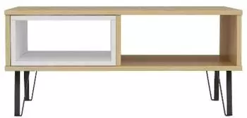 Livetastic Couchtisch Weiß Eiche quadratisch 60x41,1x90 cm