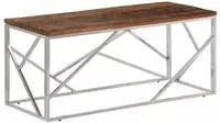 vidaXL Couchtisch Silbern Edelstahl und Massivholz