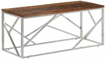 vidaXL Couchtisch Silbern Edelstahl und Massivholz Modell 1