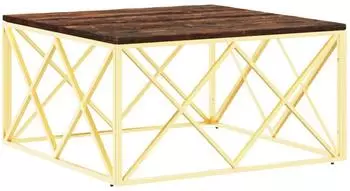 vidaXL Couchtisch Golden Edelstahl und Altholz Massiv Modell 1
