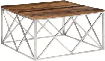 vidaXL Couchtisch Silbern Edelstahl/Massivholz Modell 3