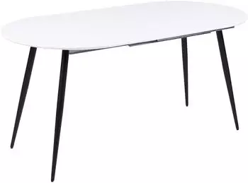 Beliani Esstisch Weiß MDF-Platte 120x80 cm ausziehbar 160x80 cm Oval mit Metallbeinen Schwarz