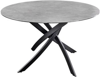 Riess-Ambiente Runder Esstisch ALPINE 120cm anthrazit Keramik Beton-Design schwarze Metallbeine Esszimmertisch Tisch