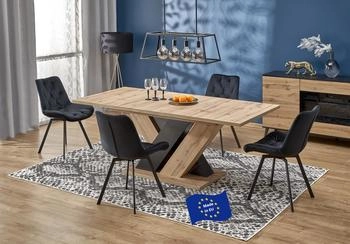 designimpex Design Esstisch Tisch HAB-111 Eiche Artisan-Schwarz matt ausziehbar 160 bis 200 cm
