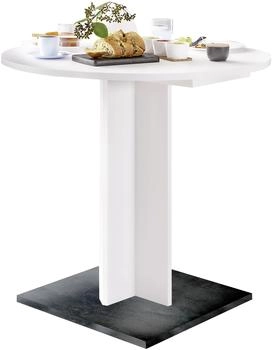 Freiraum Kulissentisch Judd rund, ausziehbar, weiss matt / schwarzstahl-80/120x75 (D/BxH)