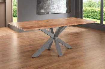 sam Esstisch Baumkante massiv Akazie natur 200 x 100 silber SPYRO Akazie Natur
