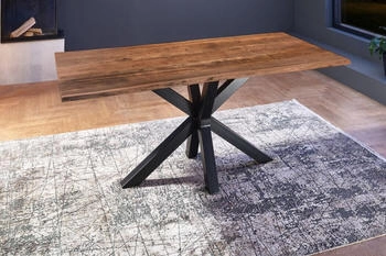 sam Esstisch Baumkante massiv Akazie nussbaum 280 x 100 schwarz FELINA