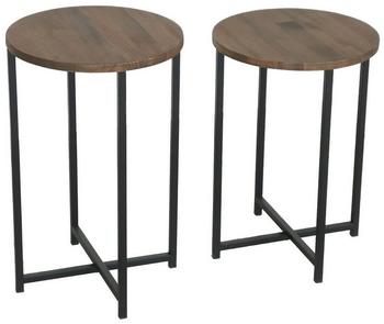 Hanah Home Skye Decor Neta 1 NOS Nussbaum Couchtisch 55x55x35 cm Kiefer Massivholz braun (552NOS1443)