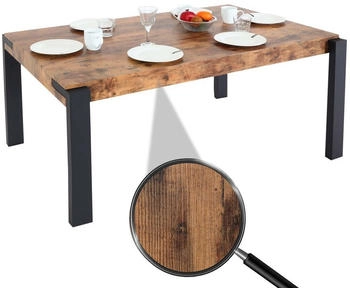 Mendler Esstisch HWC-L53, Tisch K&uuml;chentisch Esszimmertisch, Industrial Metall 140x80cm dunkle Wildeiche