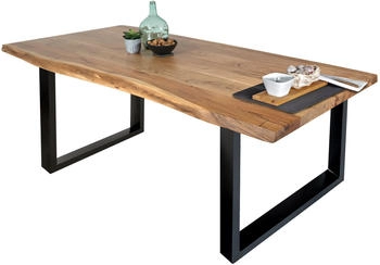 sam Esstisch Baumkante massiv Akazie Natur 160 x 85 U-Gestell schwarz THEA Akazie Natur