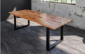 sam Esstisch Baumkante Massiv Mango naturfarben 200 x 100 schwarz U-Gestell DORA Mango