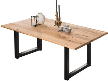 SIT TABLES & CO Tisch 180x100 cm Platte natur, Gestell antikschwarz (15470-11)