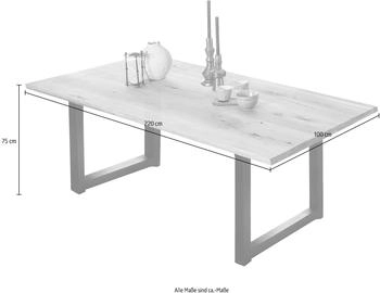 SIT TABLES & CO Tisch 200x100 cm Platte Wildeiche ge&ouml;lt, schwarzes Kufen-Gestell (15471-11)