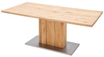 Livetastic Esstisch Eiche Edelstahl Balkeneiche massiv rechteckig 90x77x180 cm