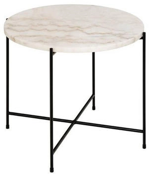 Actona Beistelltisch Weiß Stein rund X-Form rund 52x40x52 cm