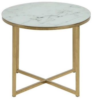 Livetastic Couchtisch Marmor Grau Weiß Gold Metall Glas Marmoroptik rund X-Form 50x42x50 cm