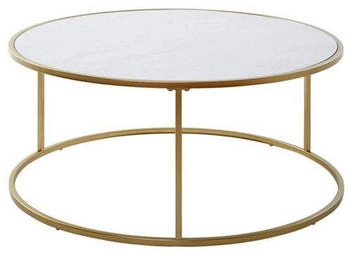 Livetastic Couchtisch Weiß Gold Marmoroptik rund 41 cm