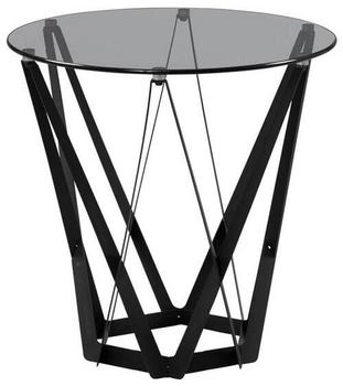M2 Kollektion Beistelltisch Grau Glas Metall rund Gittergestell 50x50x50 cm