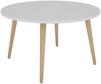 Mid.you Couchtisch Wei&szlig; Eiche Artisan Buche massiv rund 80x46x80 cm