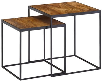Mid.you Satztisch Braun 2-teilig Mangoholz massiv quadratisch 40x44x40 cm