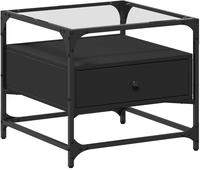 vidaXL Couchtisch mit Glasplatte Schwarz 50x50x45 cm Stahl