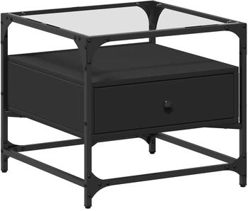 vidaXL Couchtisch mit Glasplatte Schwarz 50x50x45 cm Stahl