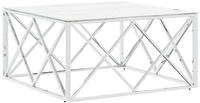 vidaXL Couchtisch Silbern 80x80x40 cm Edelstahl und Glas