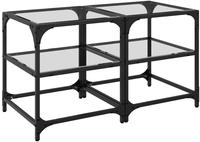 vidaXL Couchtische mit Glasplatten 2 Stk. Transparent 40x40x45cm Stahl