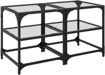 vidaXL Couchtische mit Glasplatten 2 Stk. Transparent 40x40x45cm Stahl