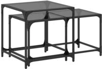 vidaXL Satztische 2 Stk. mit Glasplatte Schwarz Stahl