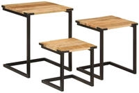 vidaXL Satztische 3 Stk. Massivholz Mango und Eisen